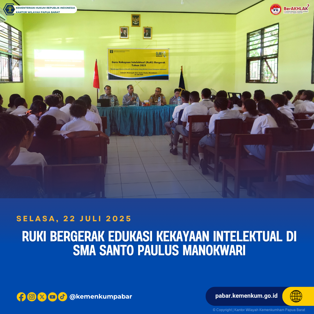 RuKI Bergerak Edukasi Kekayaan Intelektual di SMA Santo Paulus Manokwari